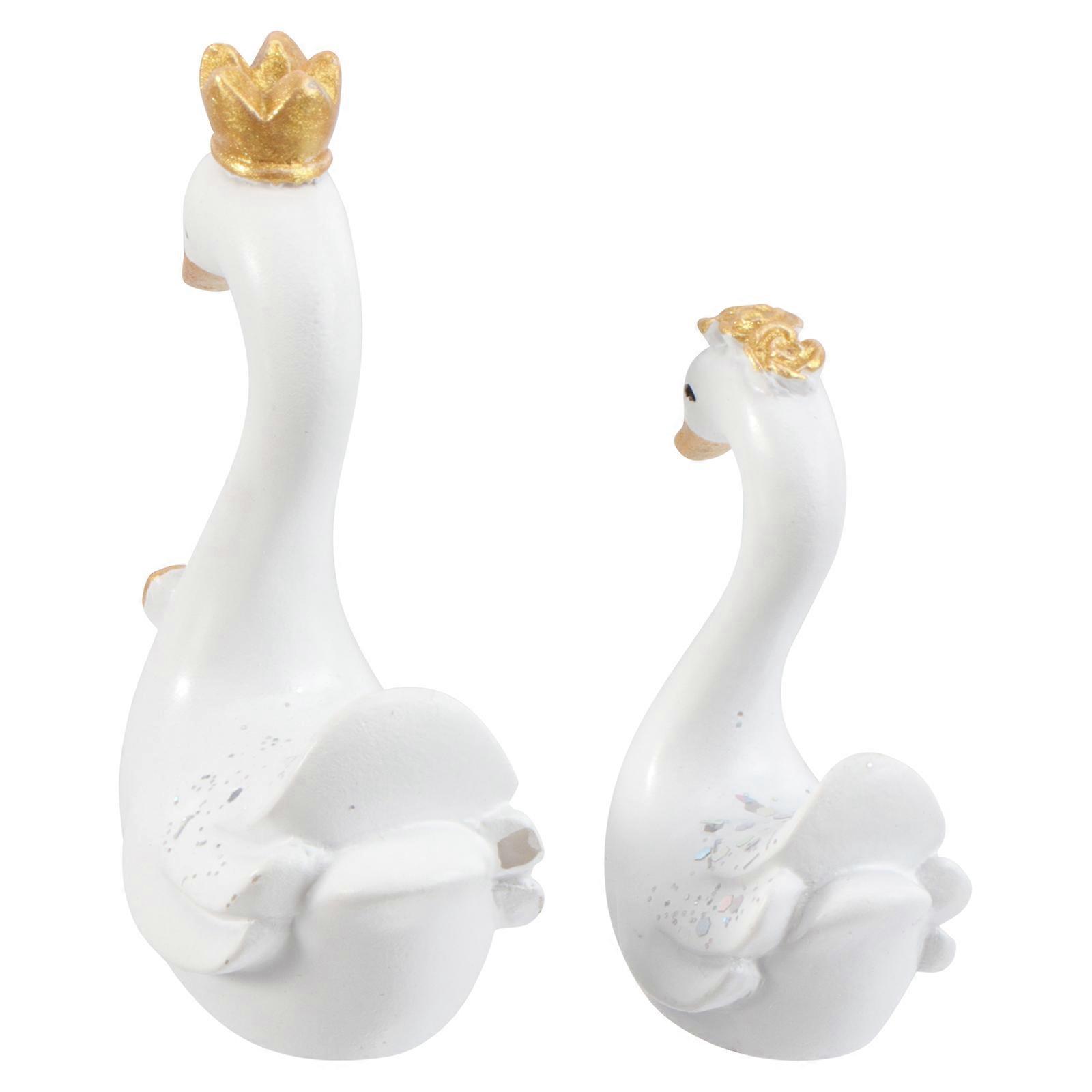 2Pcs Resin Swan Decoration for Wedding Craft DIY Swan Ornament Car Adorn