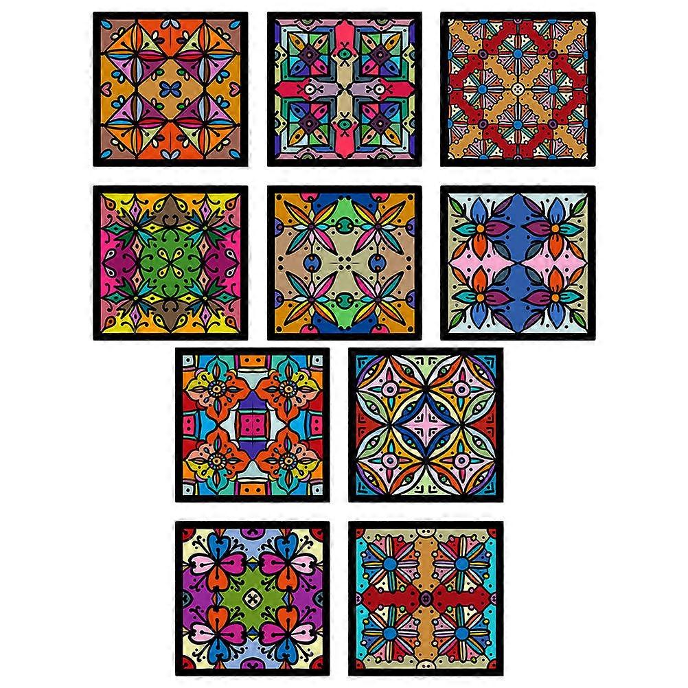 Removable Backsplash For Kitchen Tile Stickers Kitchen Square Shape Vintage Style 10x10cm Easy To Clean 10Pcs