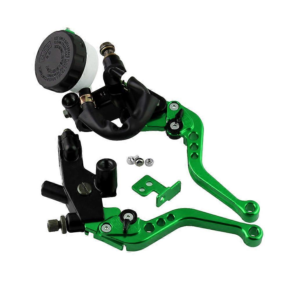 Brake Clutch Master Cylinder Lever 7/8Inch 22mm Motorcycle Parts Adjustable Levers Fluid Reservoir Green 1Pair