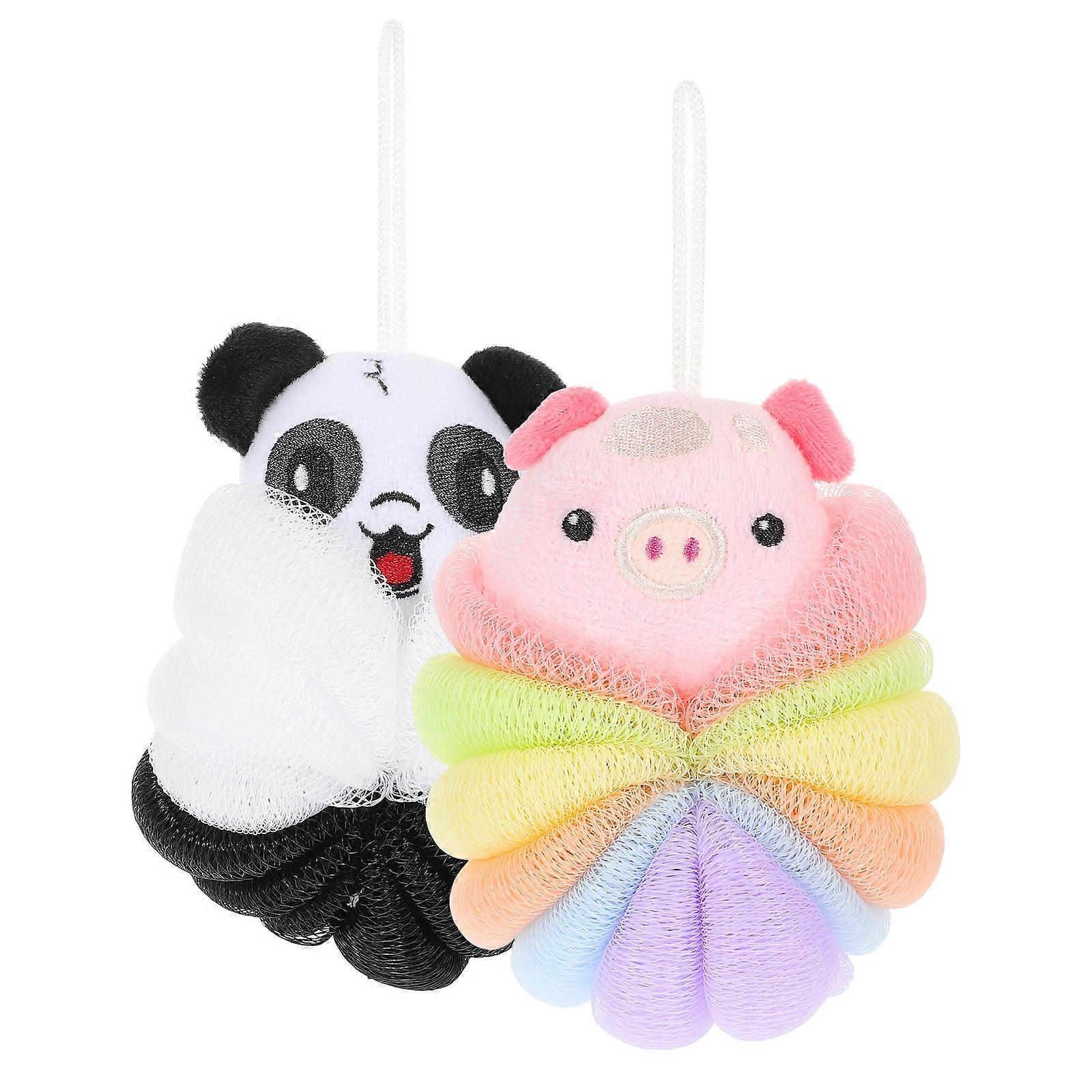 Cute Animal Cartoon Design Body Scrubber in Assorted Colors for Shower with Durable PE Material 2pcs