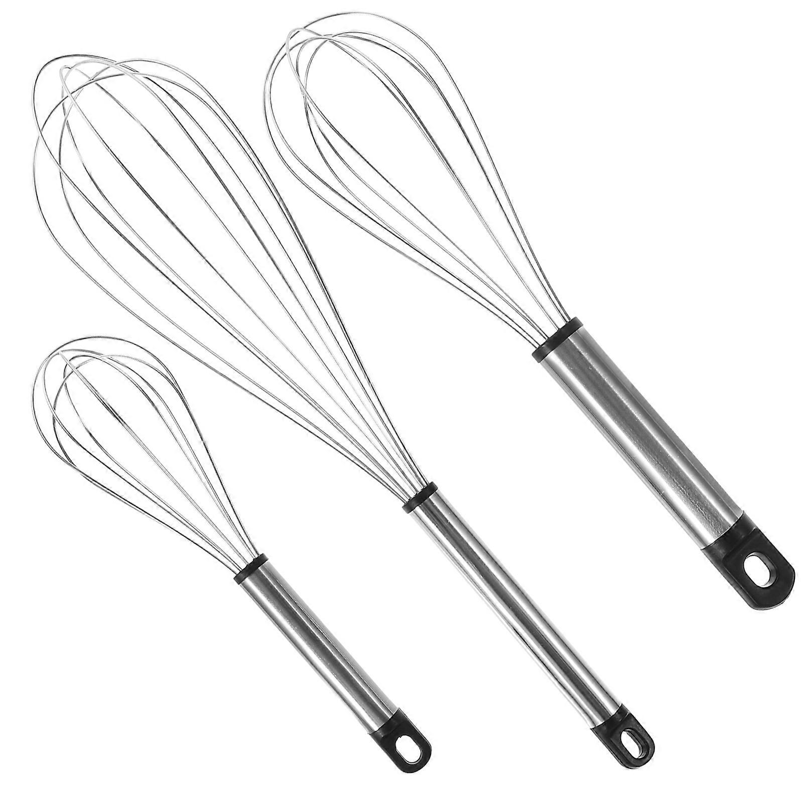 Egg Whisk for Kitchen Made of Stainless Steel and Plastic Ergonomic Design 3pcs