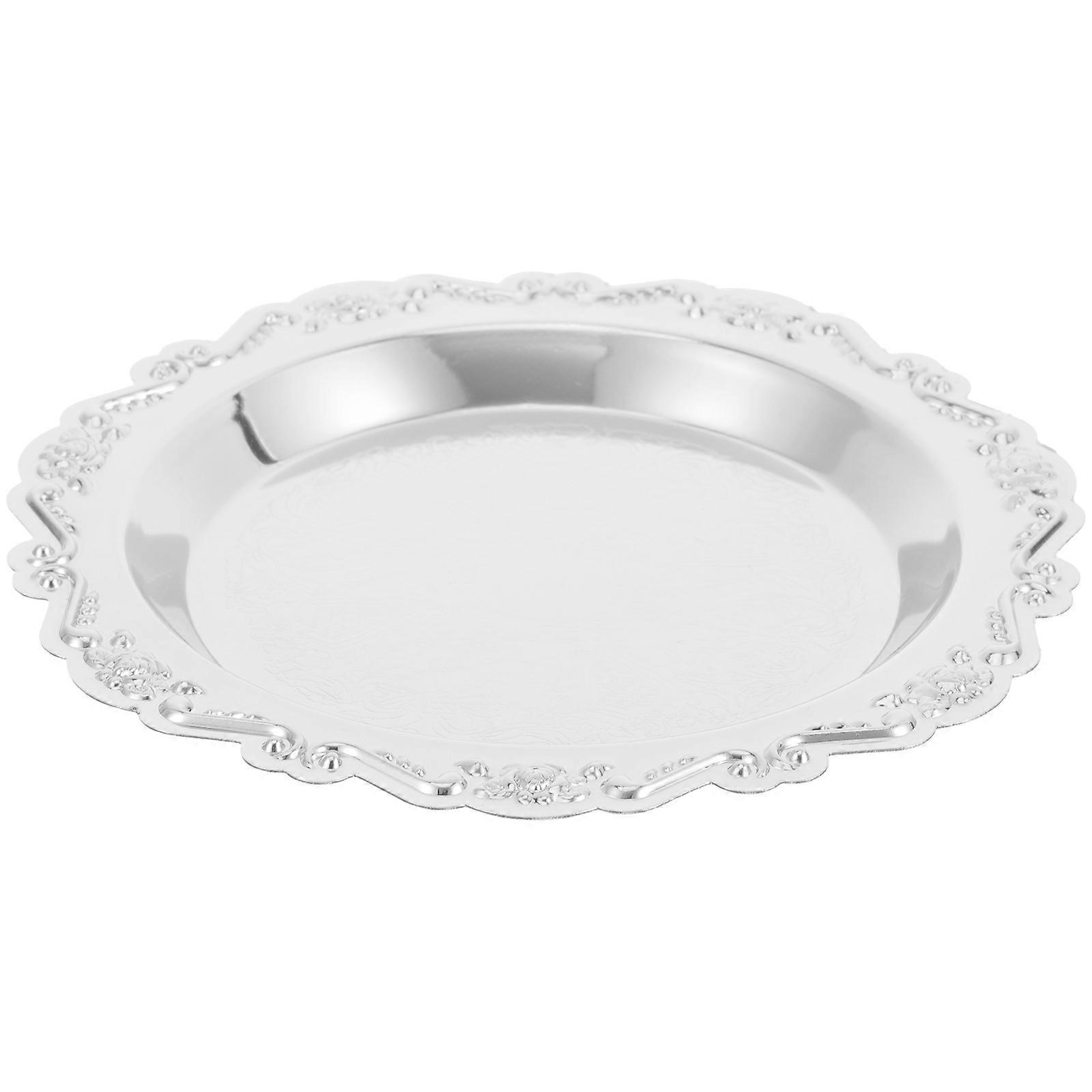 Fruit Platter Tray For Parties Silver Round Elegant Style 15.00X15.00X1.50CM Food Display 1Pack
