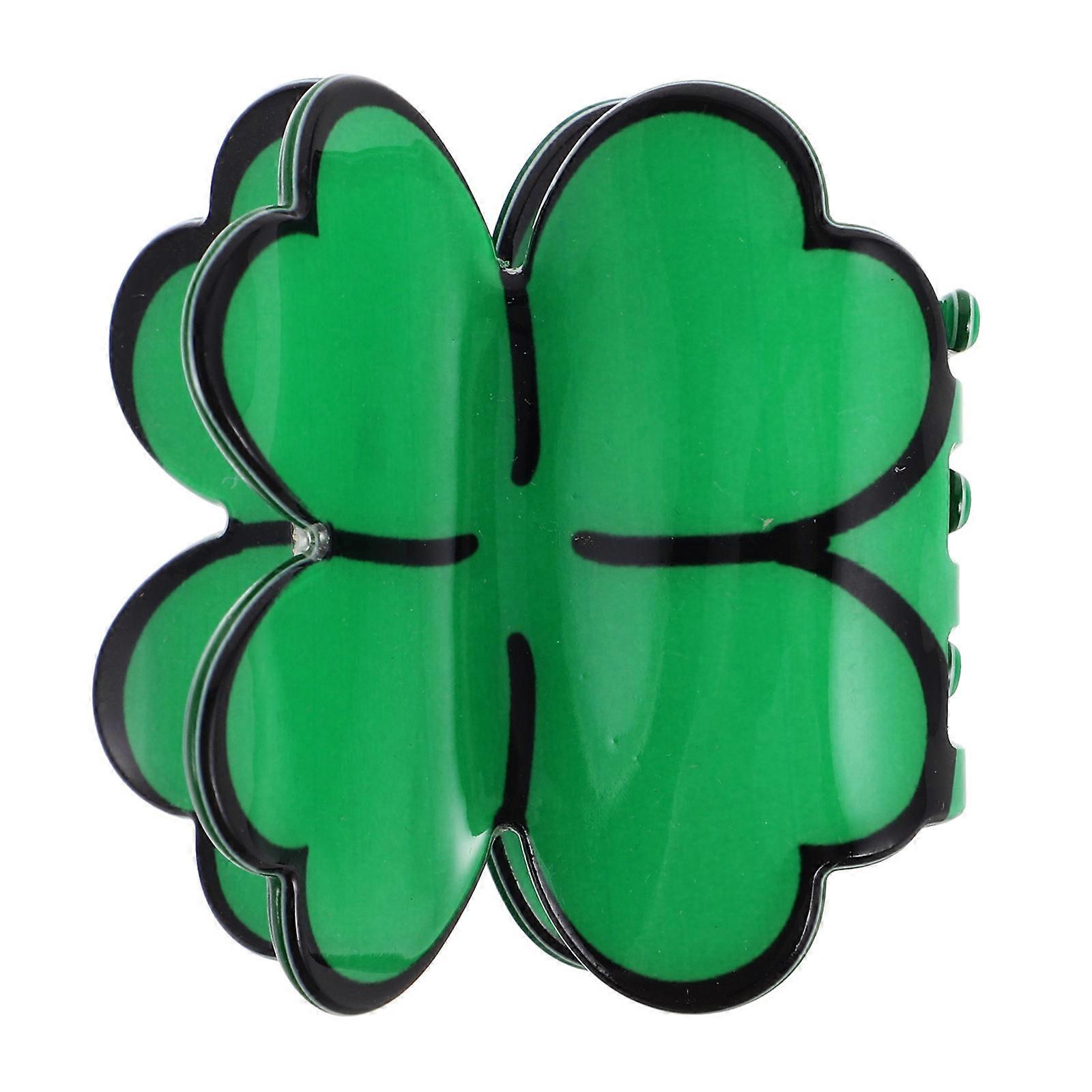 St Patrick's Day Hair Clip with Lucky Shamrock Design Made of PVC for Decor Green Color Versatile Use 1.5 Inches