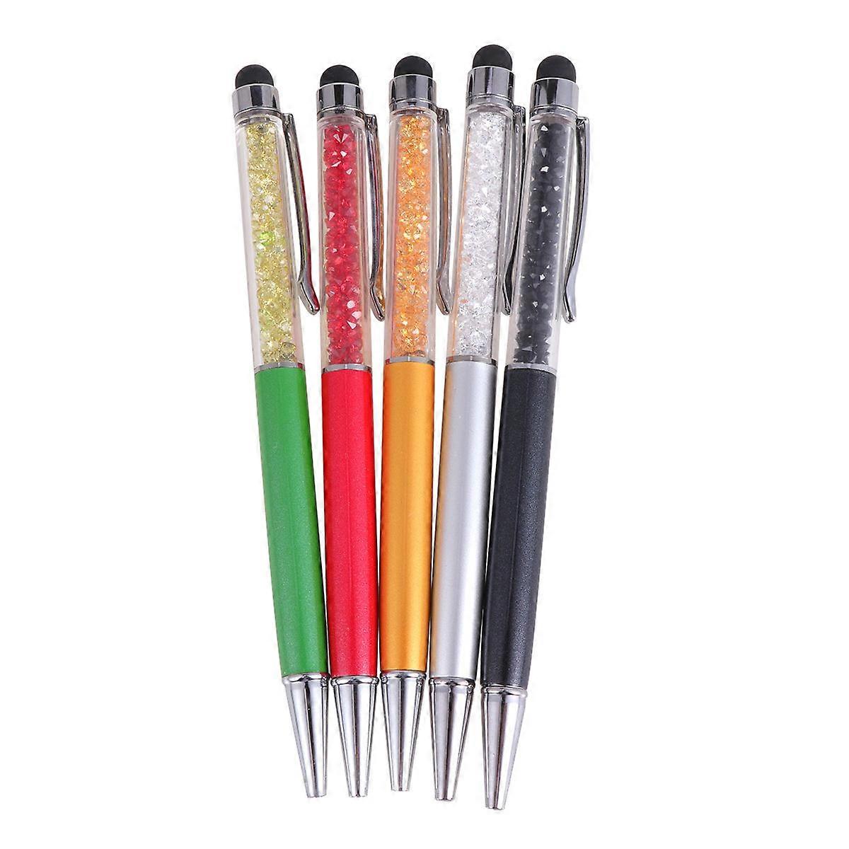 5PCS Universal Crystal Capacitive Stylus Pen with Rhinestone Touch Screen Ball Point for Tablets Handwriting on Laptop Yellow
