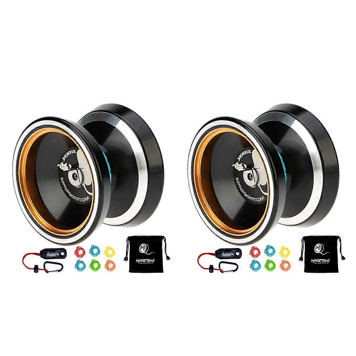 2X Non-Responsive Yoyo M001-B,Alloy Aluminum Yoyo with Metal Ring Intermediate Yoyo+Extra 10 String+