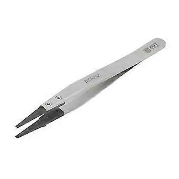 Non-static tweezers stainless steel PPS matte sandblasted with replaceable straight flat tip