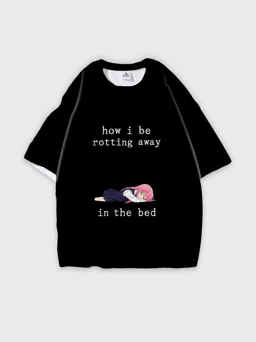 T-shirt round neck book Characters Pattern loose short sleeve E1048