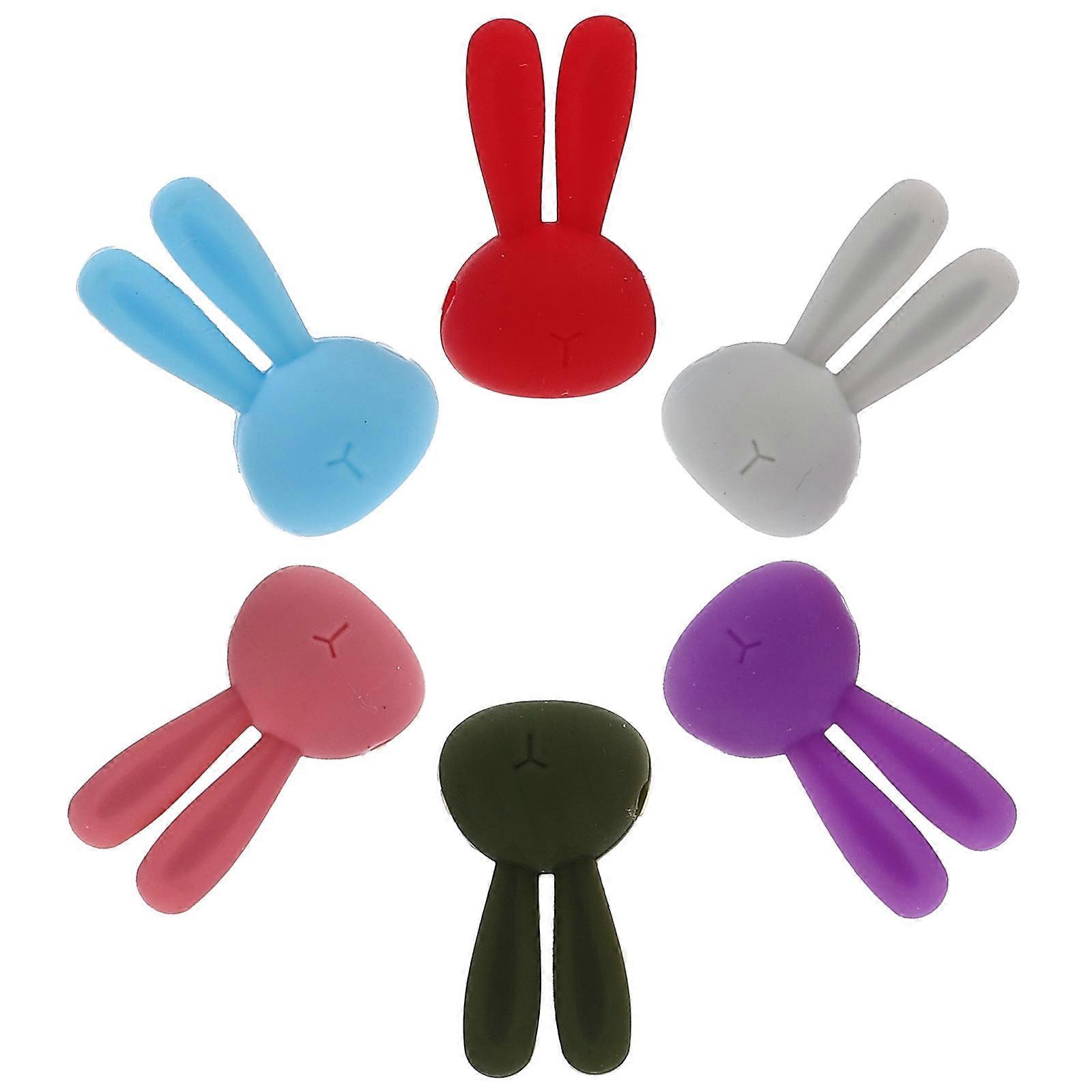 Cup Charms Pendants Cartoon Cup Markers Drink Markers Portable Reusable Rabbit Design Assorted Color 3.2X1.5X1.5CM 6Pcs