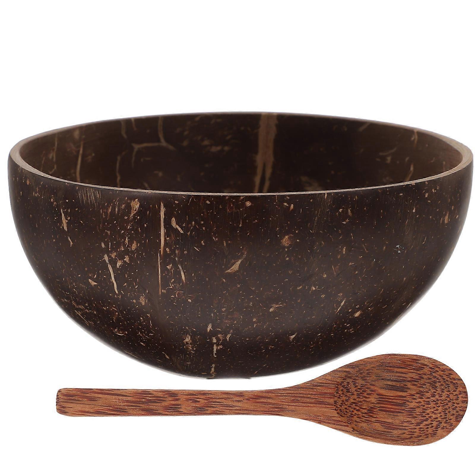Coconut Shell Cups Set for Hawaiian Party Decor and Home Use Brown Food Serving Bowls 1 Set