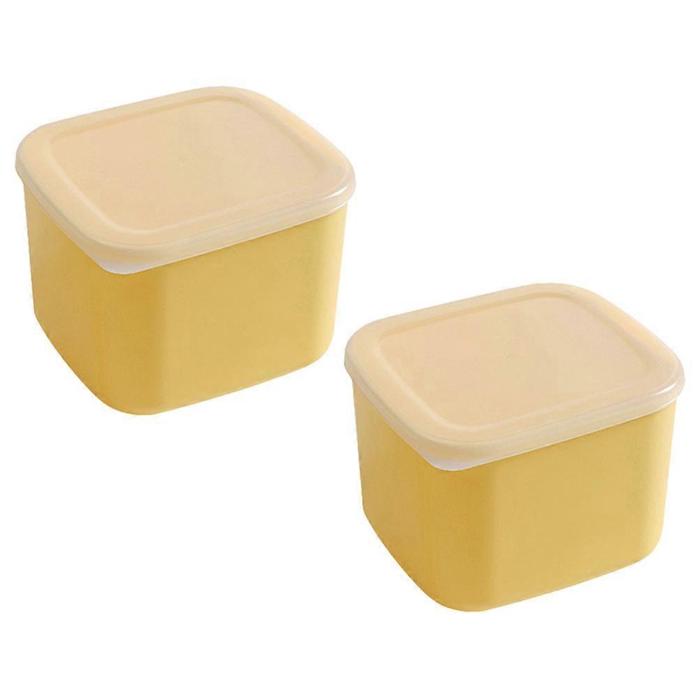 Yellow Cheese Keeper for Refrigerator Sliced Cheese Container with PP PE Material for Home Use 2 Packs