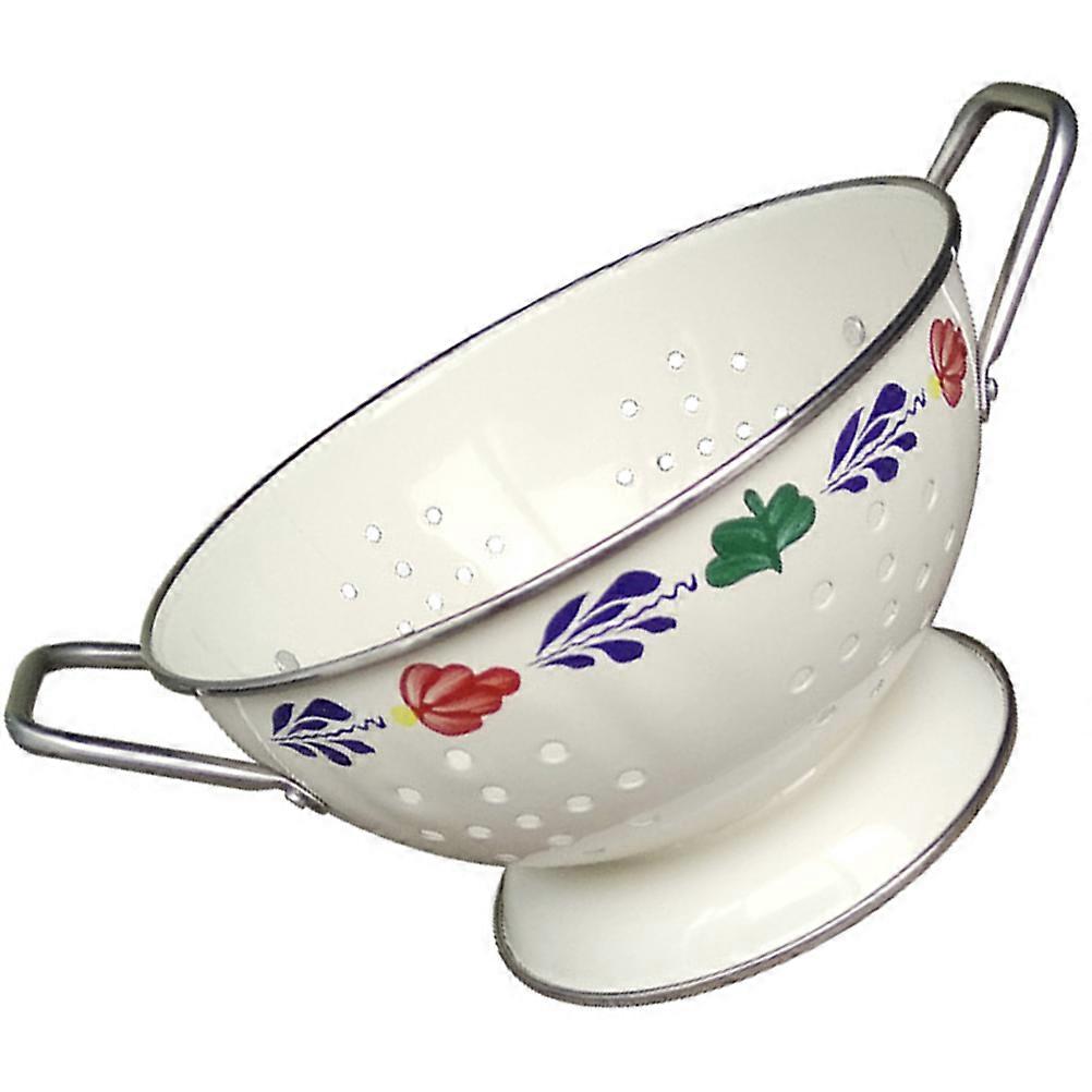 Sturdy Footed Fruit Storage Dish with Double Handles and Drain Hole, Lightweight Decorative Serving Tray for Kitchen Counter