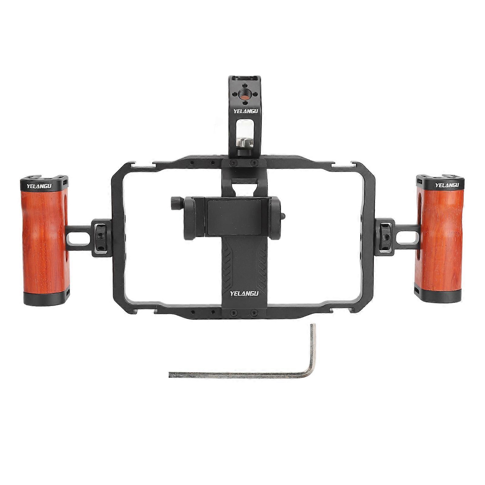 Universal Phone Video Stabilizer with Dual Handle Non Slip Universal Phone Cage Rig for 55‑80mm Width Phone