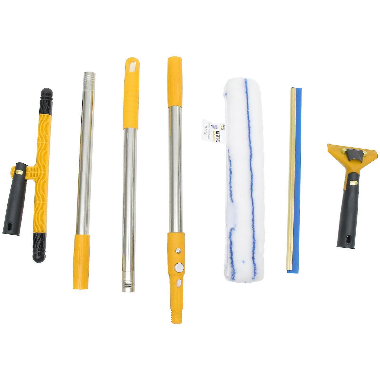 Window Squeegee Tool Microfiber Window Scrubber Car Cleaning Supply With Pole For Homeowners 142X35cm 1Set