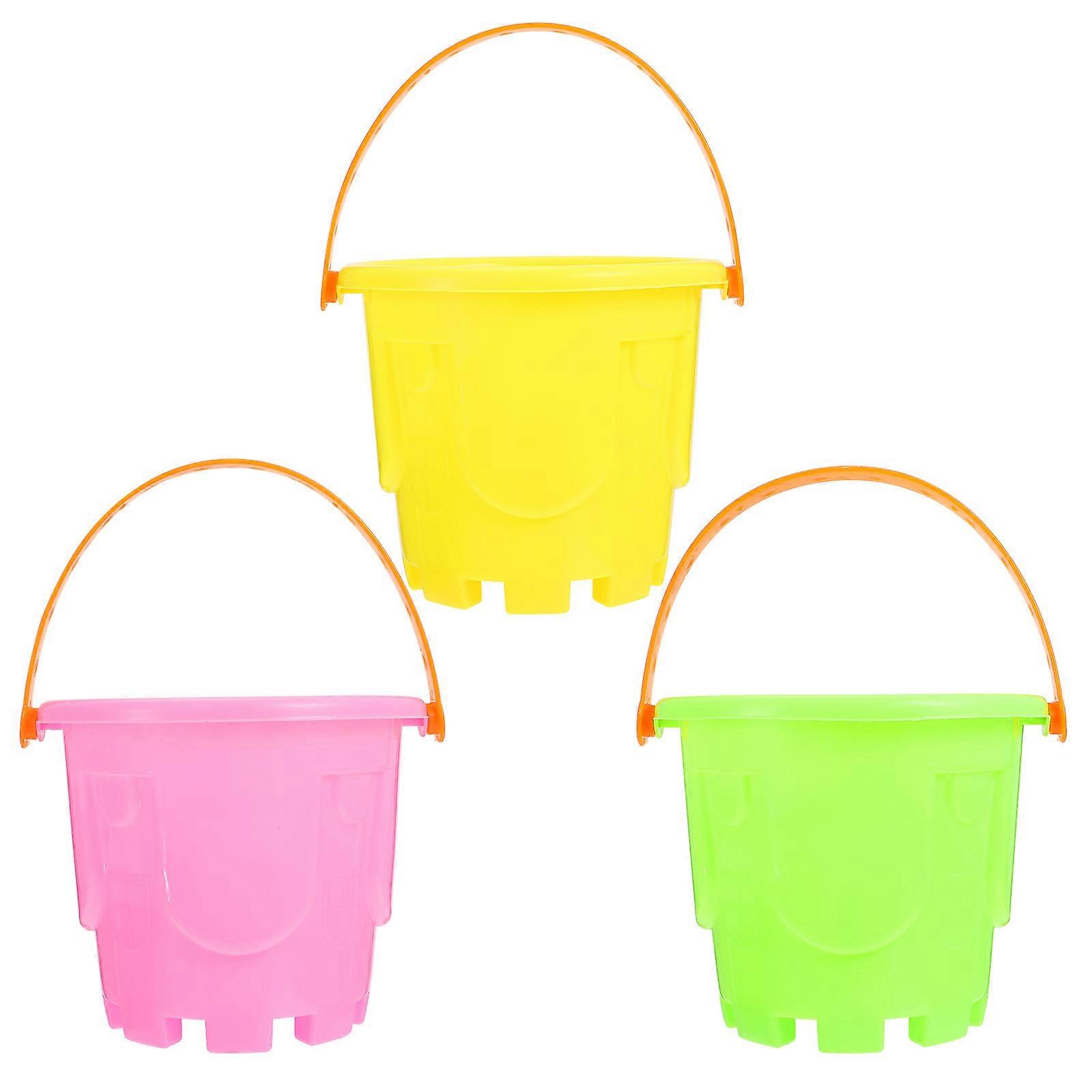 Plastic Beach Bucket Toy for Kids 3Pcs Assorted Color Mini Bucket Toy
