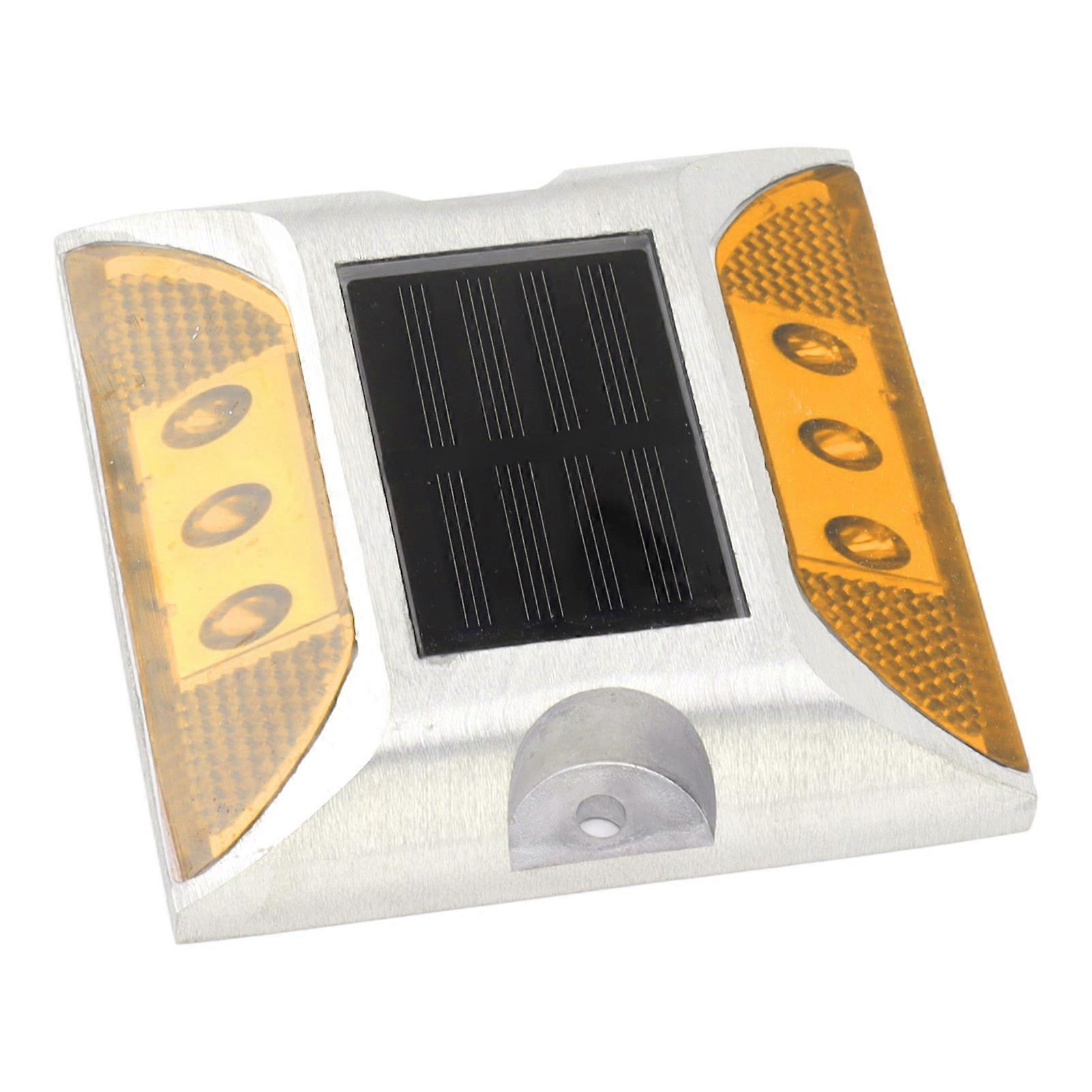 Solar Deck Light 6LED Solar Powered Driveway Light Highway Double Sided Reflective Lamp Yellow 