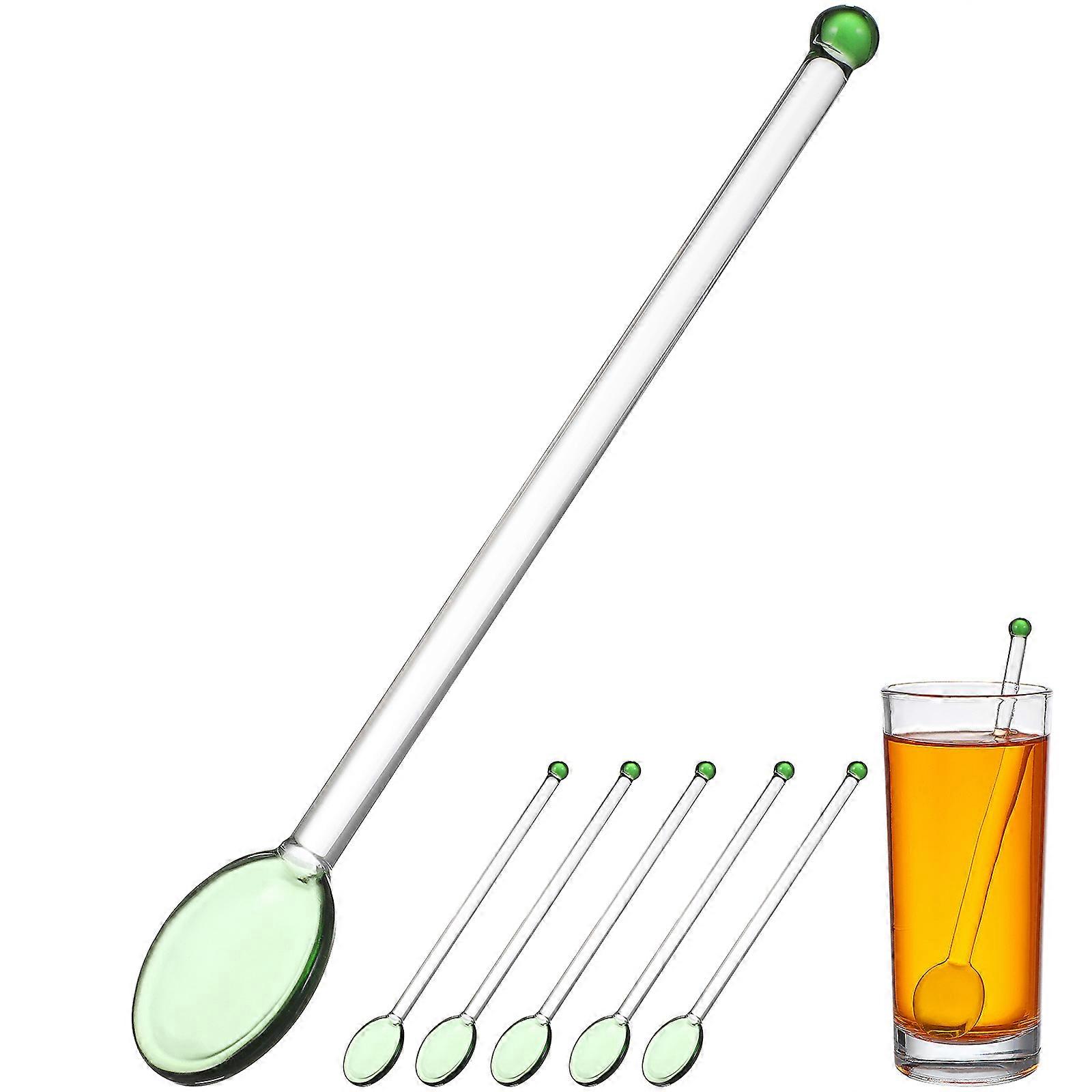 Glass Stir Sticks 6Pcs Swizzle Sticks For Cocktails Assorted Color Long Handle Shape Professional Household Use Suitable For Homes