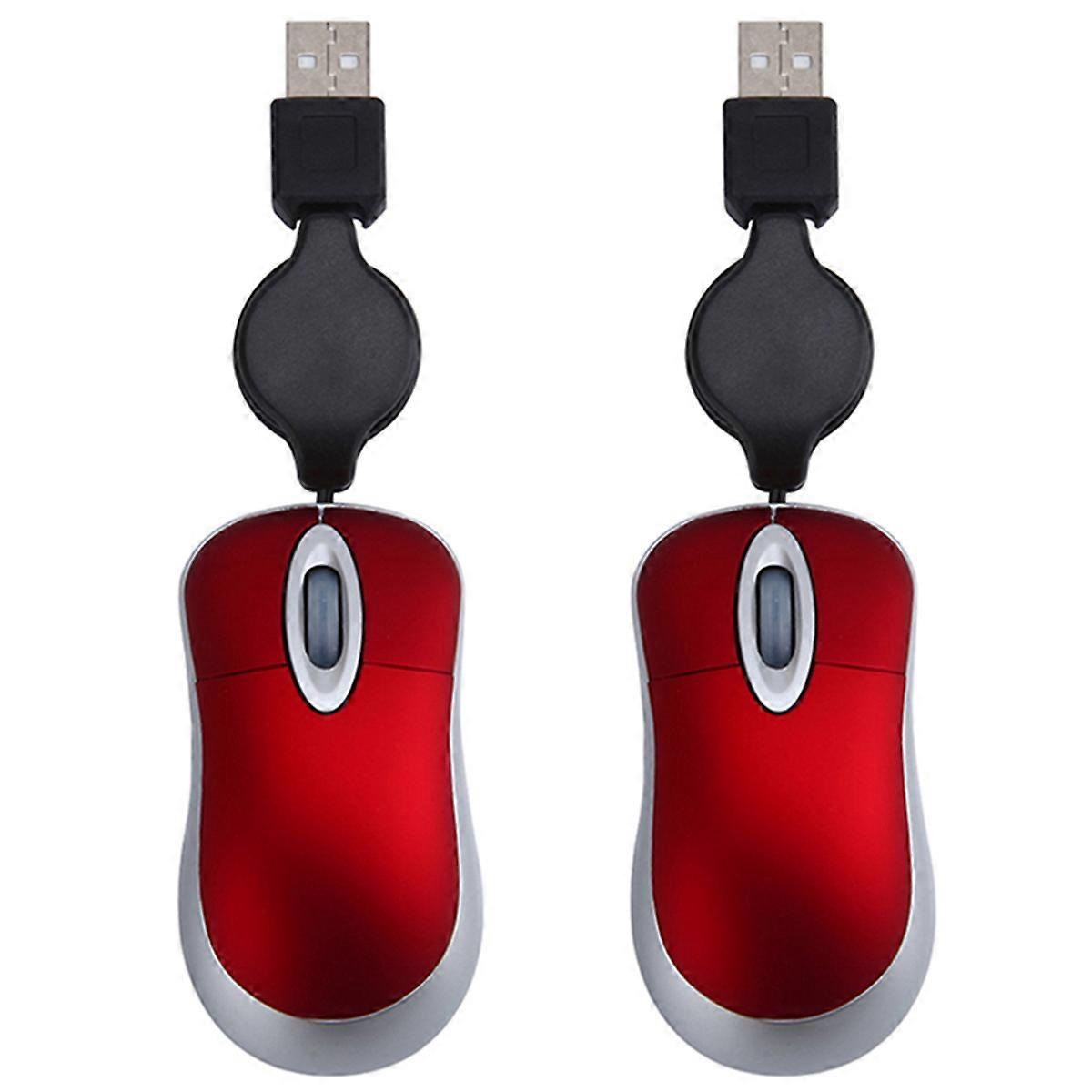 Mini USB Wired Mouse Retractable Cable Tiny Small Mouse 1600 DPI Optical Compact Travel Mice for 98