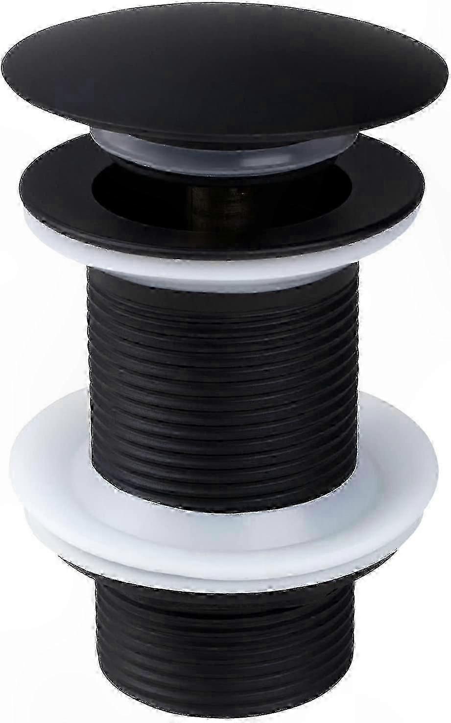 Universal Black Pop-Up Sink Drain Without Overflow, Automatic Countertop Waste for Sinks