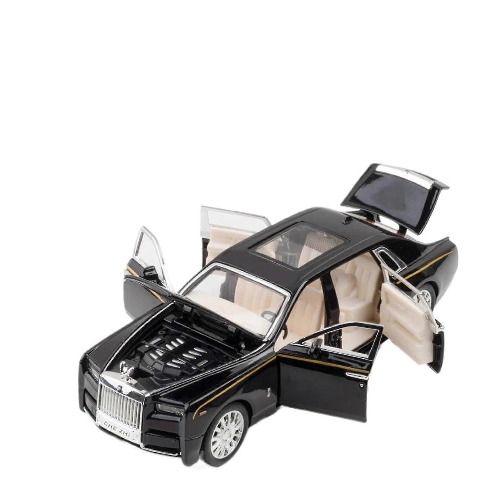 1:32 Scale Model Car for RollsRoyce Phantom Alloy Luxury Model Car DieCast Car Simulation Sound and Light Pullback Model Finished Car Model (Black)