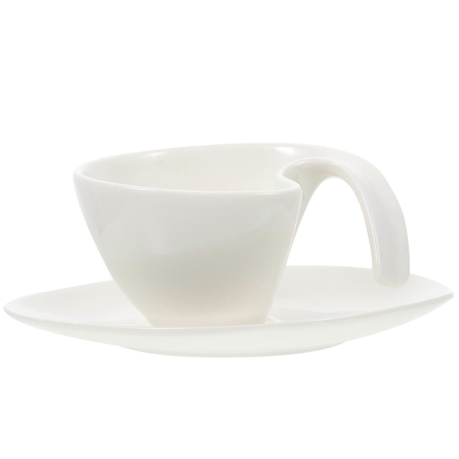 Stylish White Milk Container With Plate Perfect For Office Use Irregular Shape 1 Set