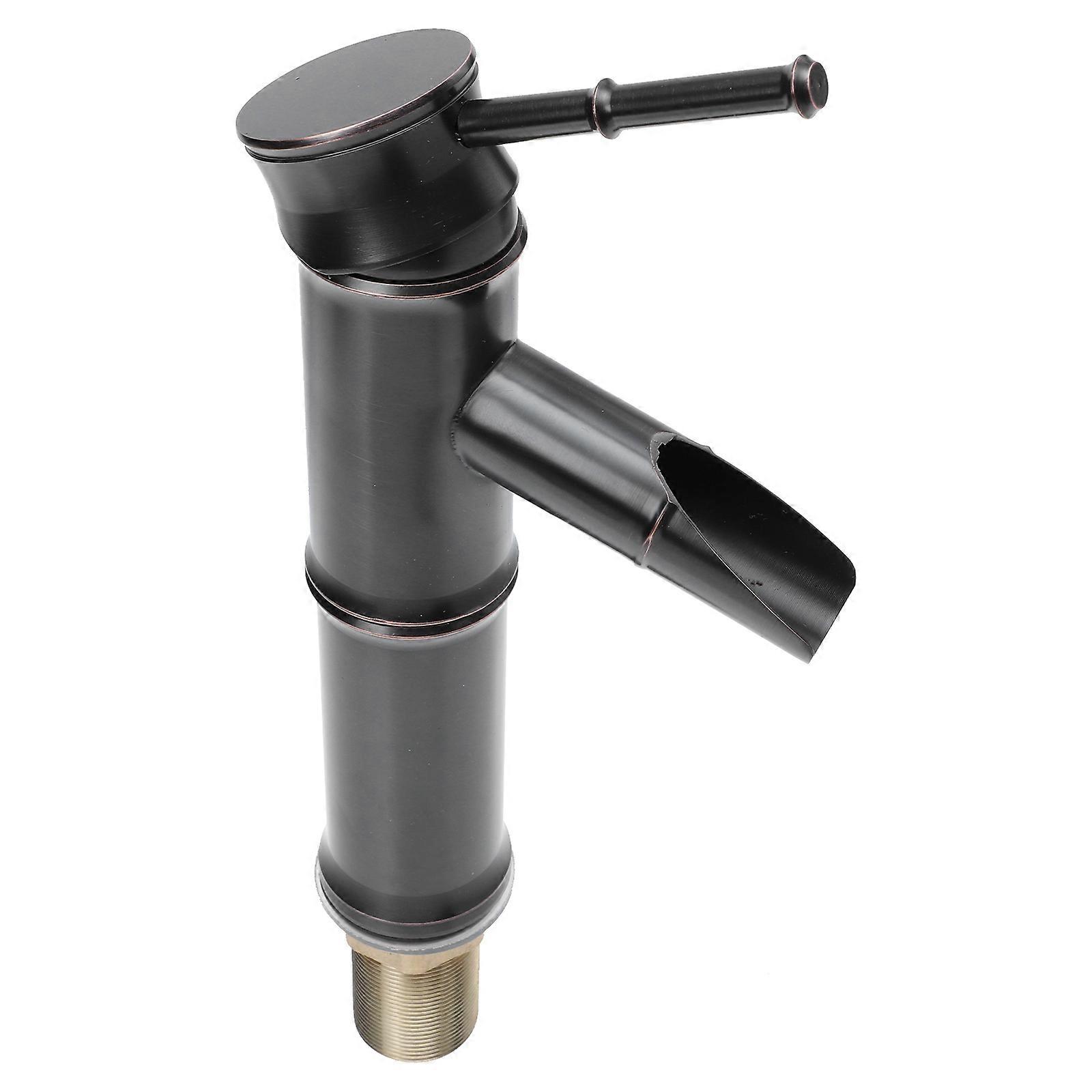 Durable Waterfall Bathroom Sink Faucet Crafted With Bamboo Shape Suitable For Hotel Use 26x11cm Water Control Function 1Set