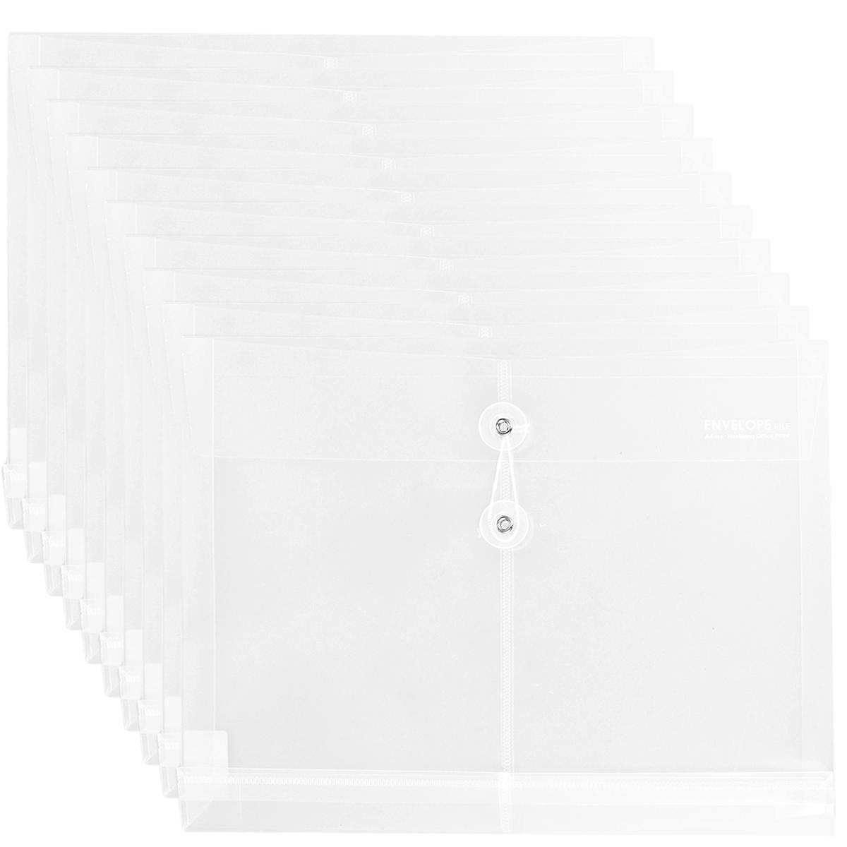 10Pcs Plastic Envelopes Document Organizer Waterproof A4 Size Ideal For Office Featuring Tear Resistant Design