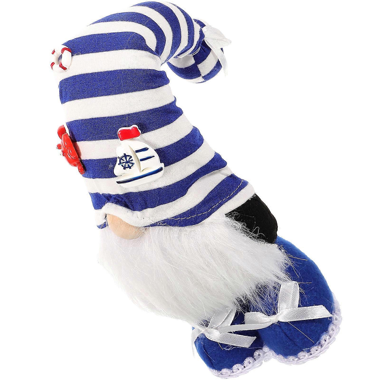 Adorable Cloth Beach Gnome Doll Striped Rudolph Dwarf Decoration for Home and Shop Window Adornment