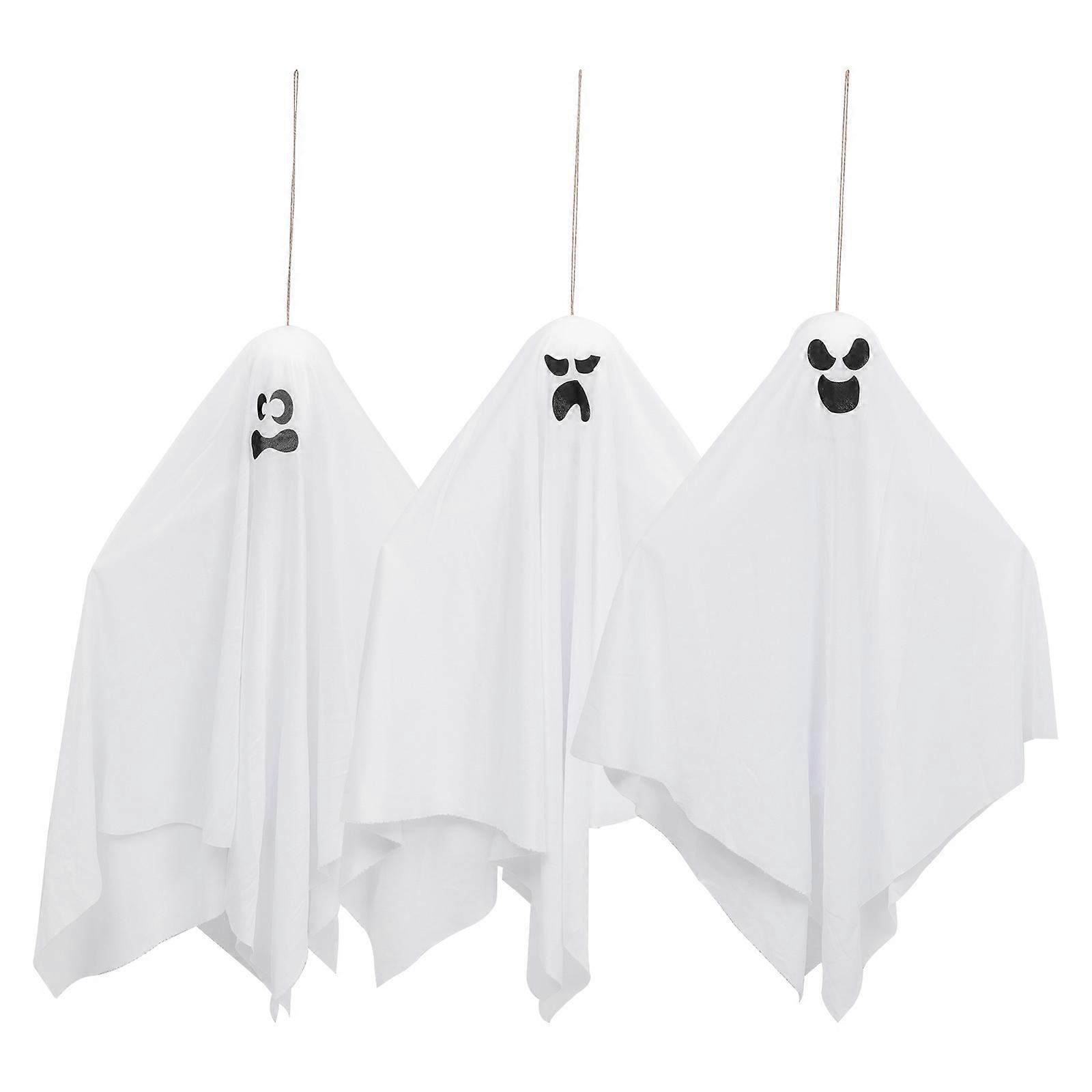 Ghost Ornaments For Tree 3Pcs Lifelike Design Halloween Decoration For Friends 90x48cm White Fabric Plus Foam