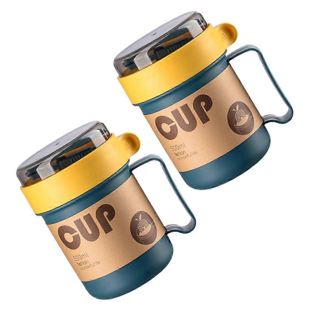 Portable Drinking Cup Set Of 2Pcs Ideal For Household Breakfast Use In Blue Color With Food Grade Safety Features