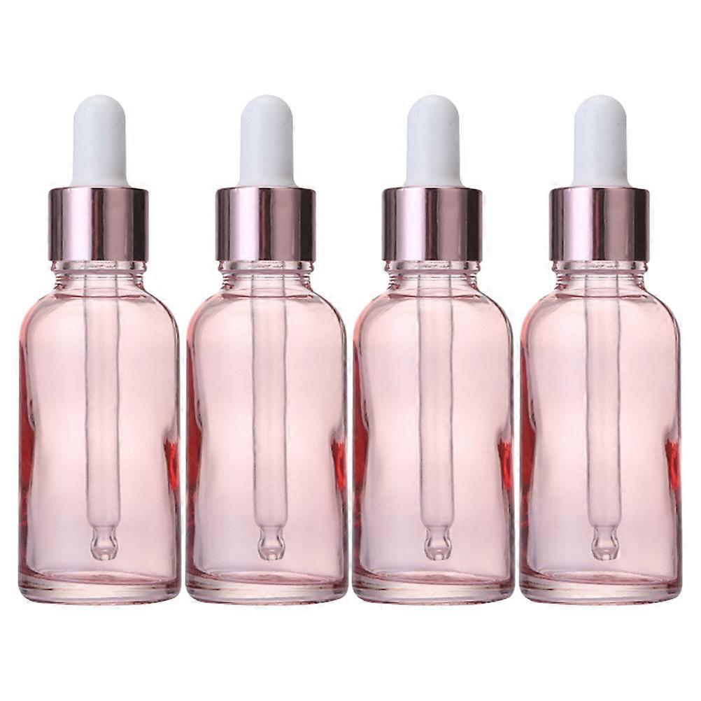 Travel Dropper Bottles Glass Sub Bottles for Home Use Traveling Or Diy Projects in Pink with Liquid Control 4Pcs