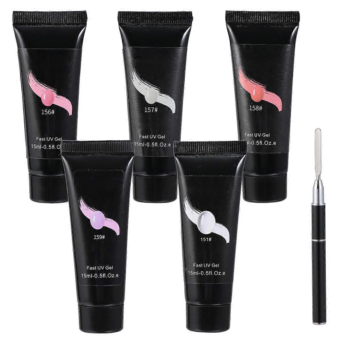 Nail Extension Tips Forms Resin Gel For Acrylic Nails Salon Use Firm Adhesion 5Pcs