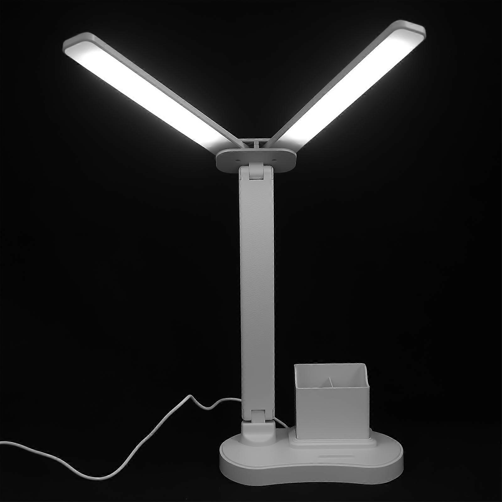 Eye-caring Desk Lamp with LED Light for Home Use White Plastic Flexible Arm 7.8 Inches