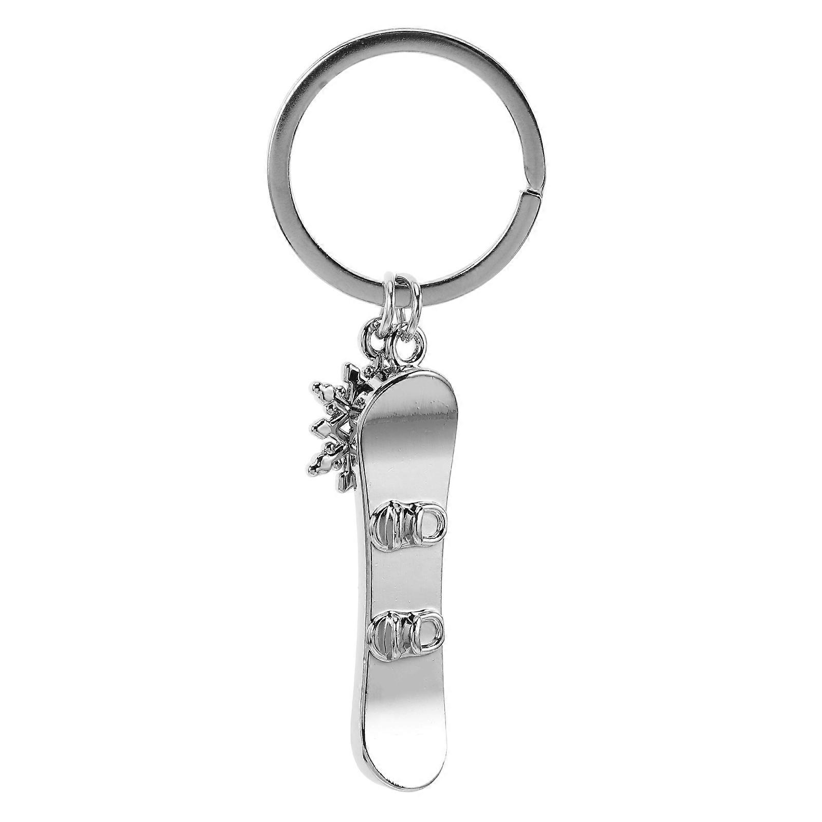 Snowflake Pendant Silver Snowboarding Keychain Mini Metal Versatile Accessory Ornament