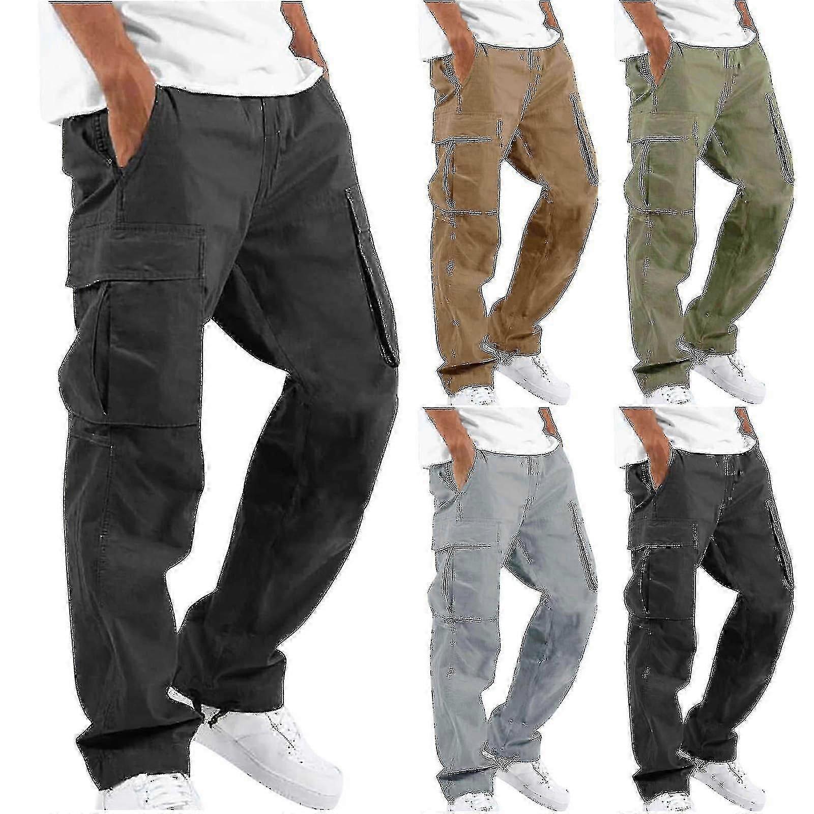 Bomuld Linned Multi-lomme Casual Løs Baggy Long Cargo Pants_fi