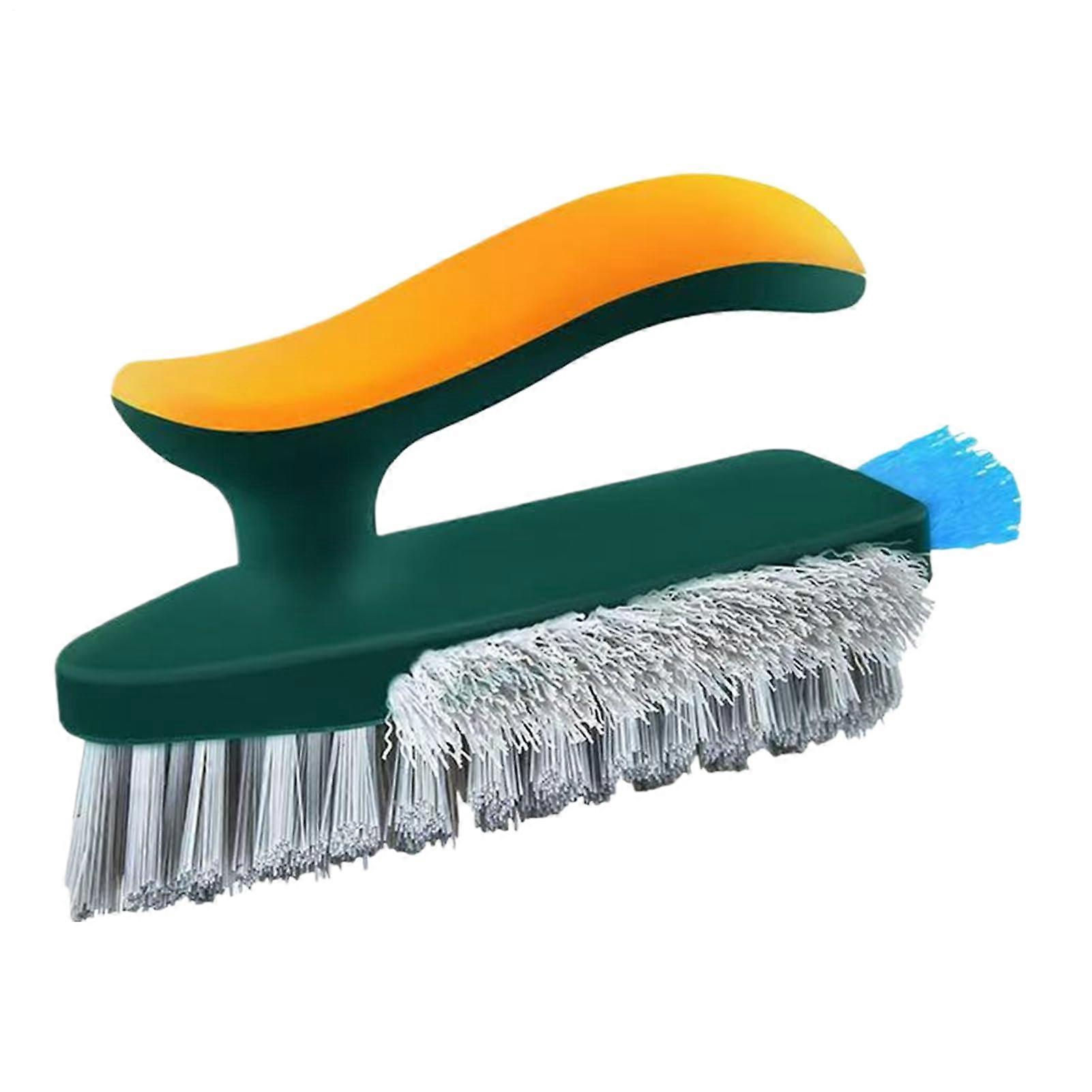 Hardbristle brush for removing stubborn stains in tight spaces, oven, stove, sink, green.