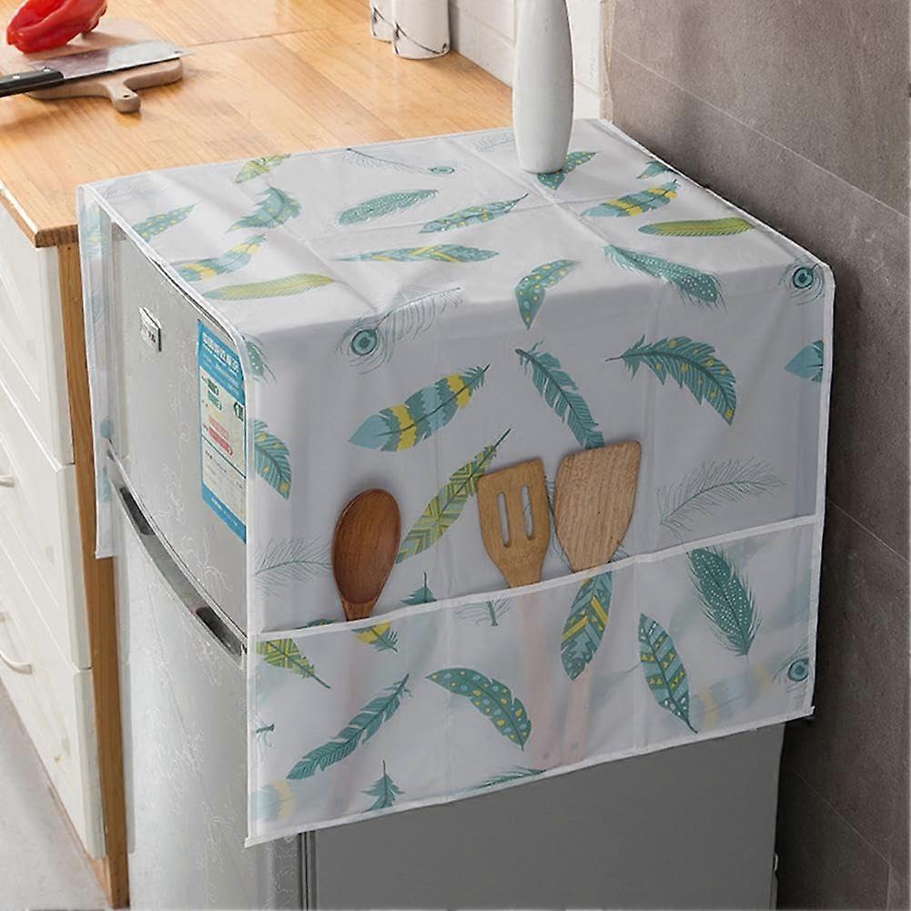 Fridge Dust Cover Waterproof Oil Proof Kitchen Appliance Protector with Feather Design