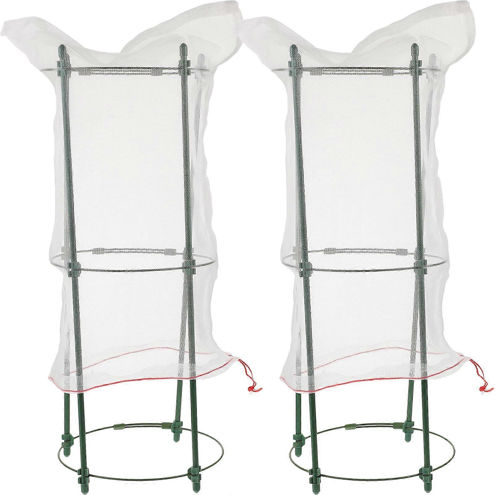 2 sets of Plant Cages Garden Tomato Cages Stakes Vegetable Trellis with Mesh Bag