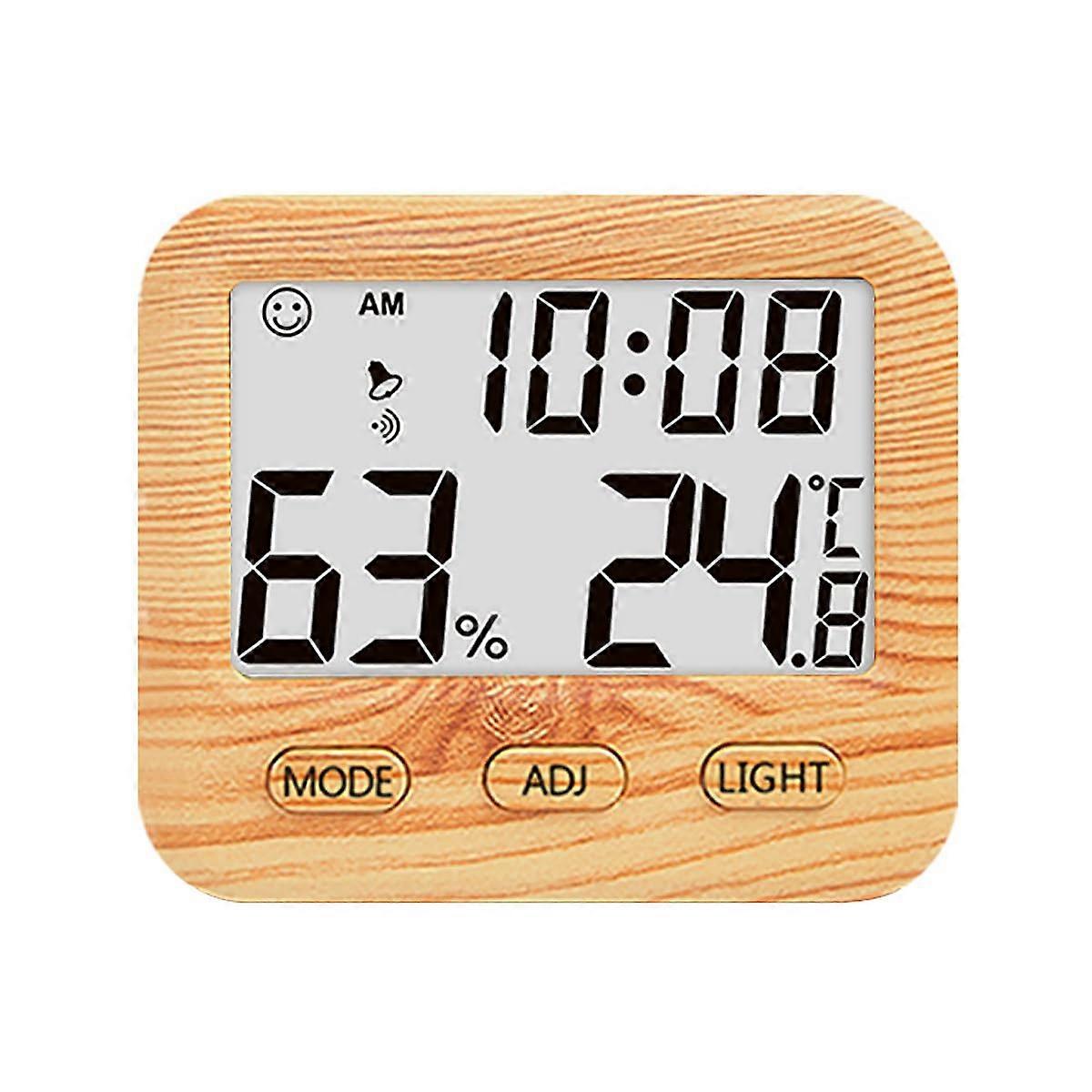 Digital Hygrometer Temperature Humidity Gauge with Desk Clocks Backlit Accurate Time Display Room Thermometer for Bedroom Office