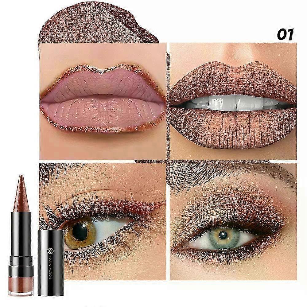 Metallic Glitter Lipstick & Eyeshadow - Multi-Use Lip Crayon, Long Lasting, Non-Sticky, High Shine Makeup for Women (Metalicious Collection)
