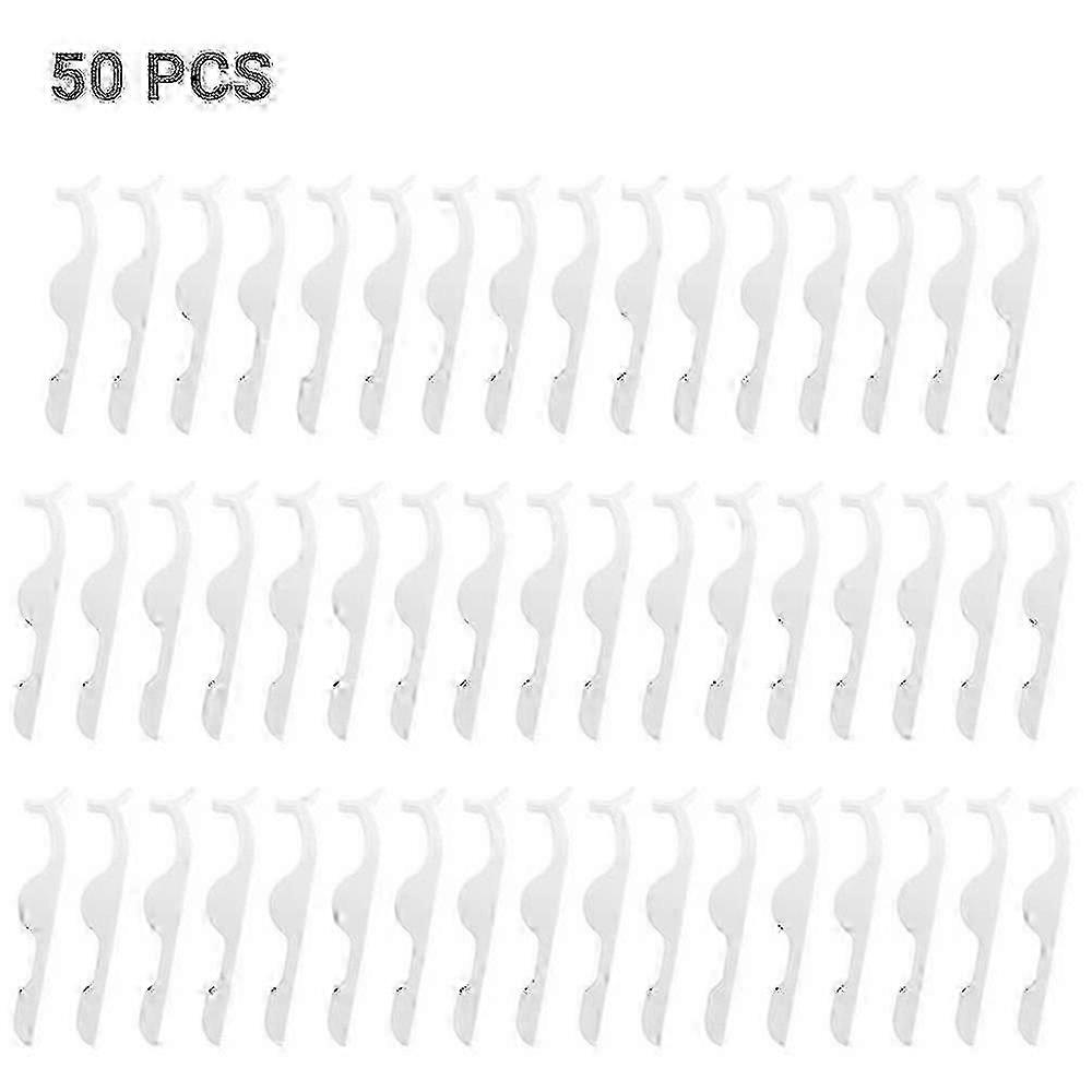 5-50pcs False Eyelash Applicator Tool with Tweezer Clip for Makeup - White