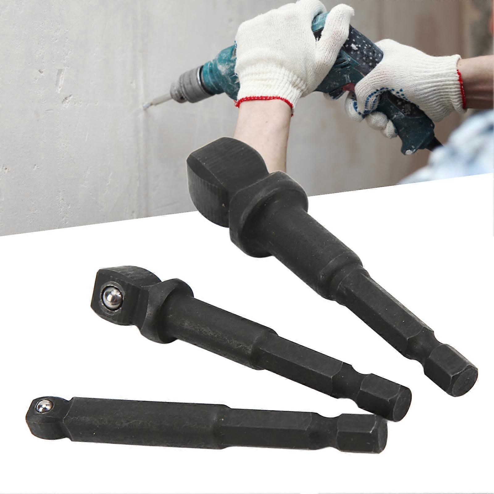 3Pcs Socket Adapter Set 1/2", 3/8", 1/4" Hex Shank Steel Kit