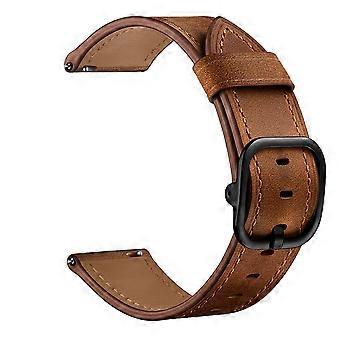 22mm Genuine Leather Watch Band Replacement for Huawei Watch GT2e/Samsung Galaxy Watch3 45mm etc.