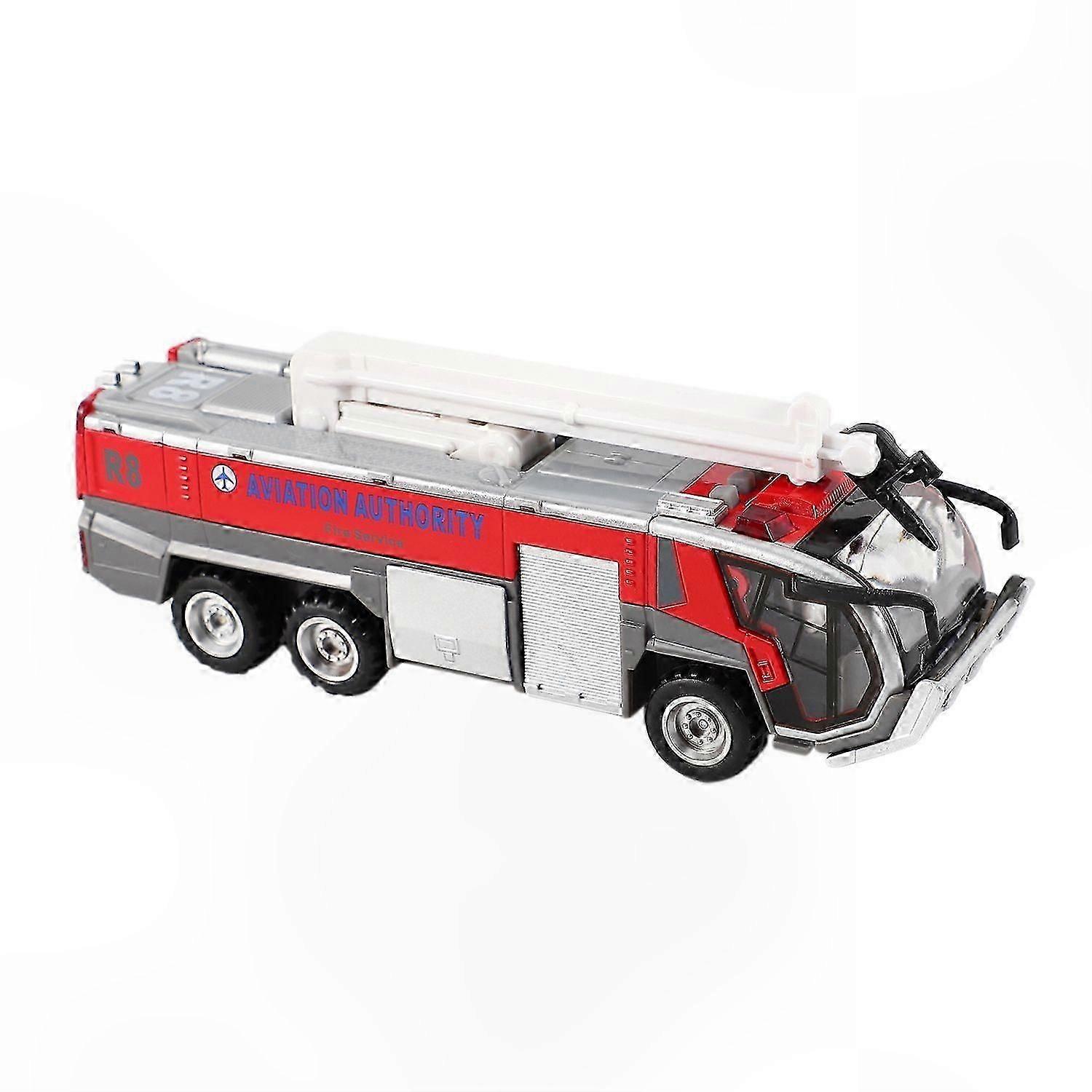 Fire Truck Toy with Sound and Light Effects, Pull Back Action, 1:32 Scale Engineering Vehicle Model for Kids, Red
