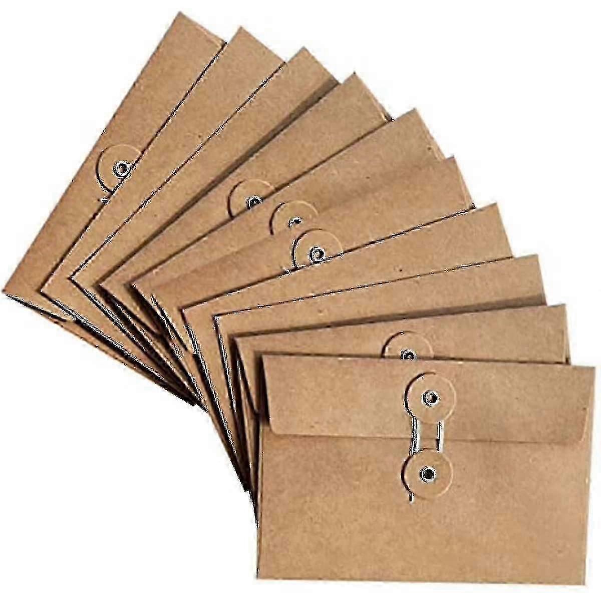 10 Pcs Kraft Paper Envelope Vintage Envelope Pockets With Button An...