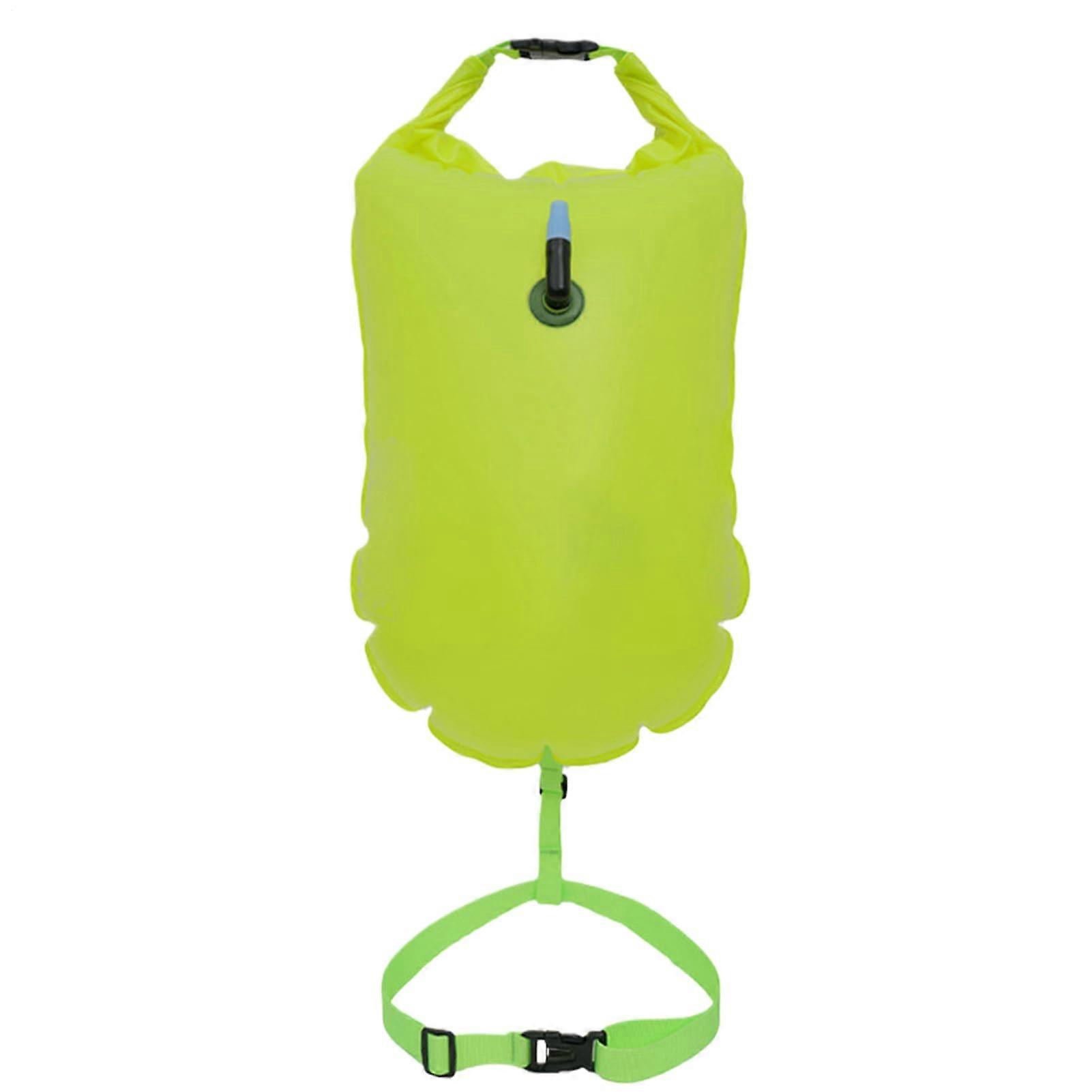 Swim Buoy Lightweight Pool Float Bag NonSlip Waterproof Pull Buoy Adjustable Strap Fluorescent Green For Lake Sea Beach
