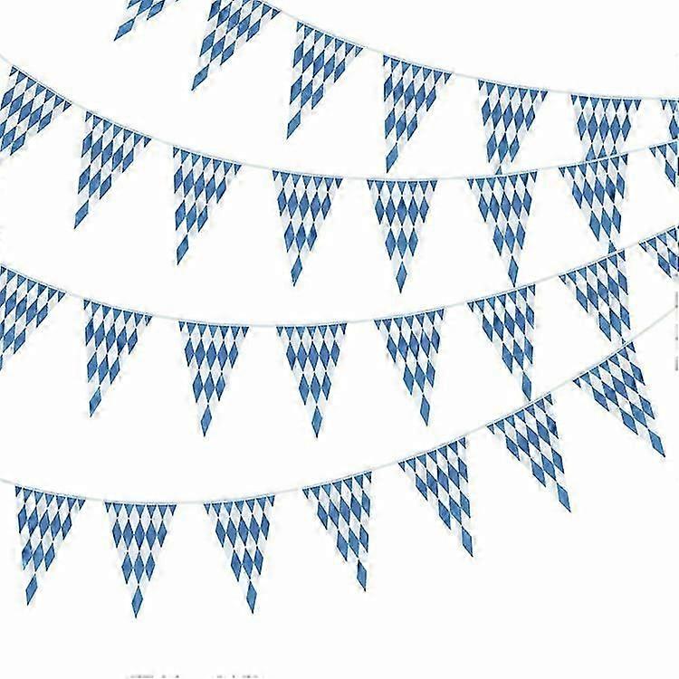 Set of 3 Bavarian Banner Flags, 10 Metres Long, for Oktoberfest Party Decorations and Themed Events