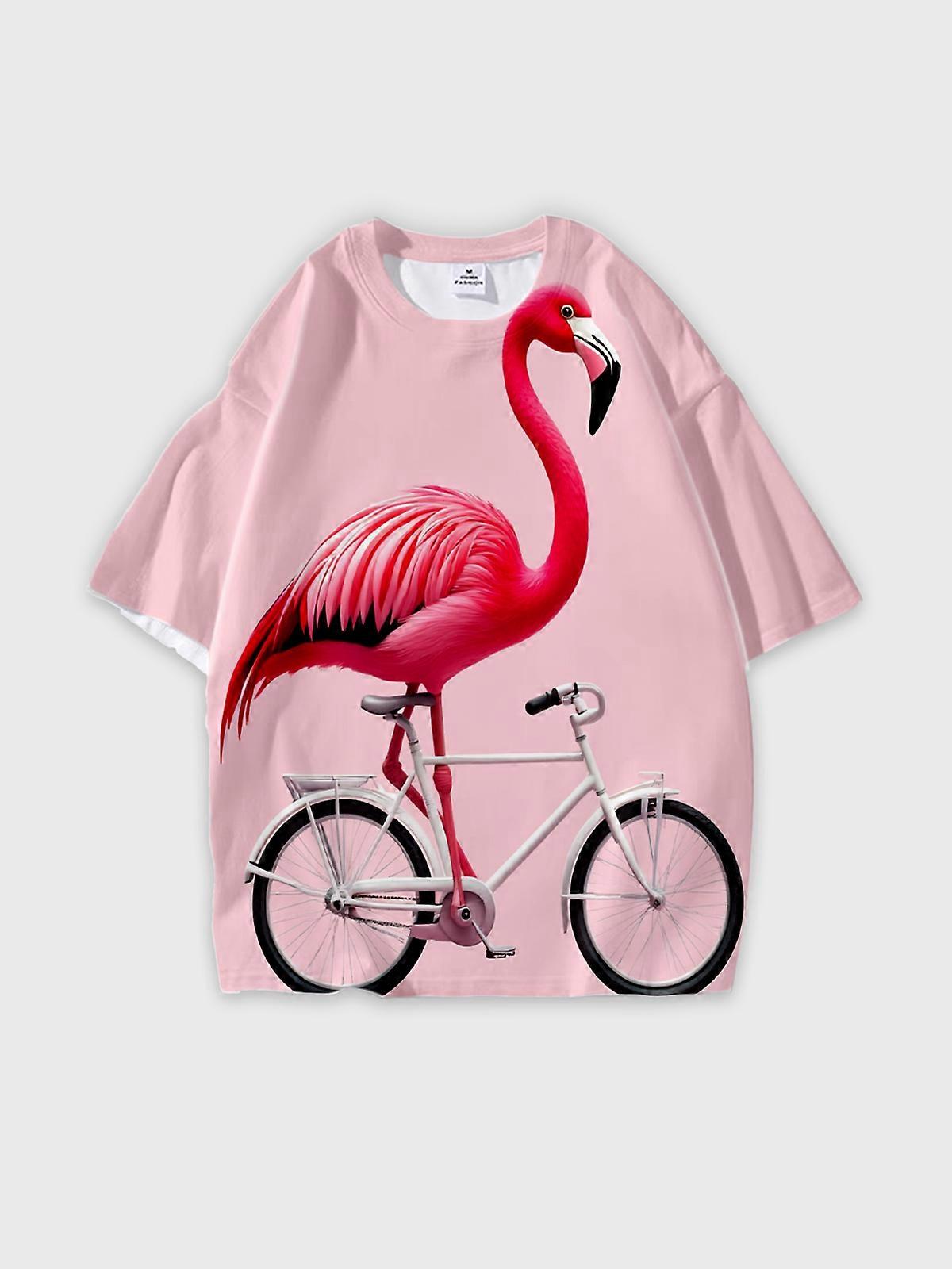 T-Shirt Round Neck, Loose Short Sleeve Pattern Graphic Tee, Unisex Summer Casual Top V3272