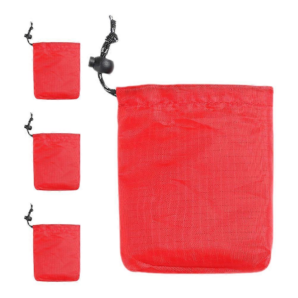 Red Drawstring Cosmetic Bags for Storage Made of Durable Polyester Ideal for Travel and Organizing Small Items 4 Pieces