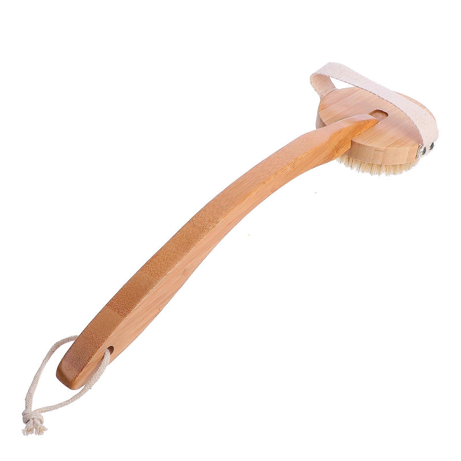 Khaki Bathing Brush for Bath Use with Long Handle and Soft Bristles, Durable Plastic Cleaning Tool