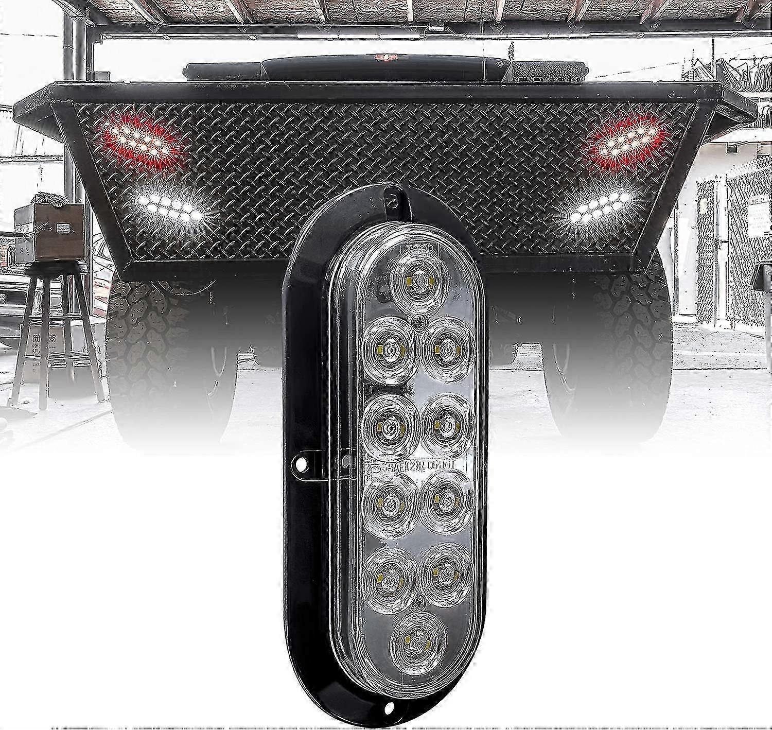 6 英寸琥珀色椭圆形 LED 拖车尾灯套件 [DOT FMVSS 108] [SAE I6P] [表面安装] [IP67 防水] [停车和转向灯] 2 件